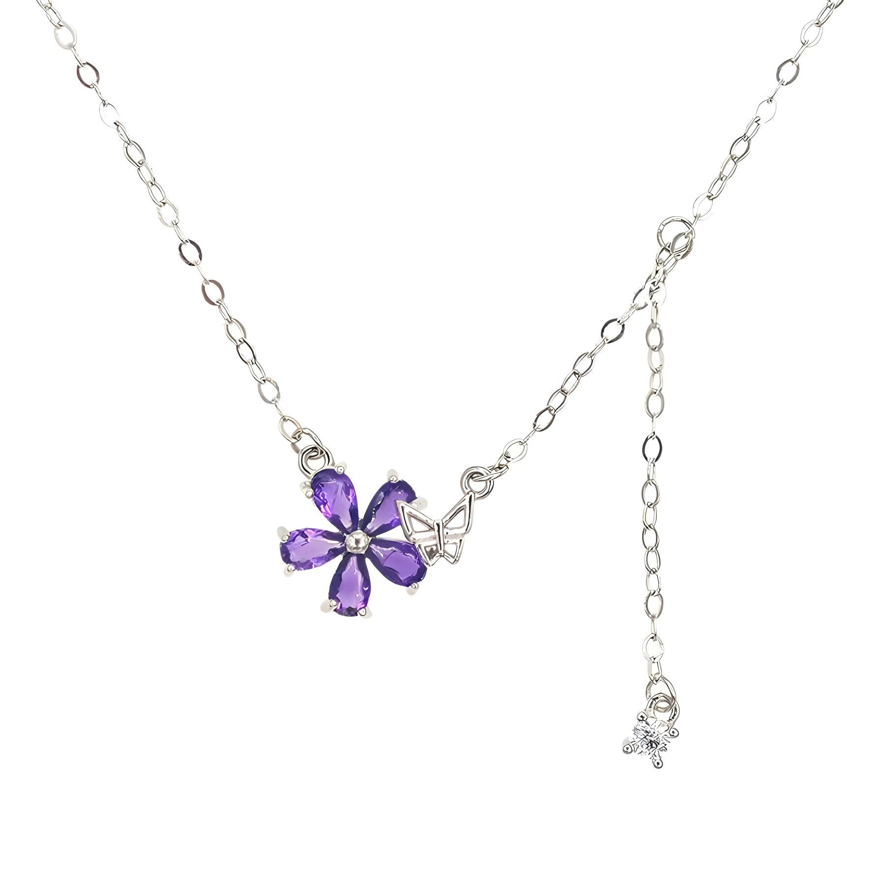 Amethyst S925 Flower With Butterfly Bracelet