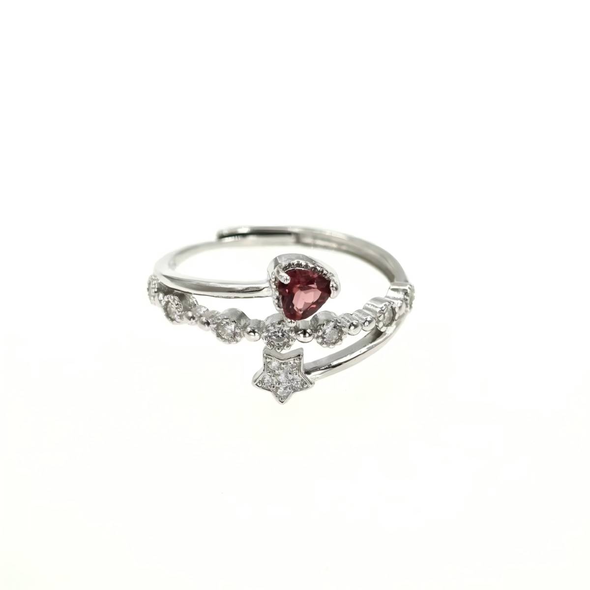 S925 Heart Shape Garnet Ring