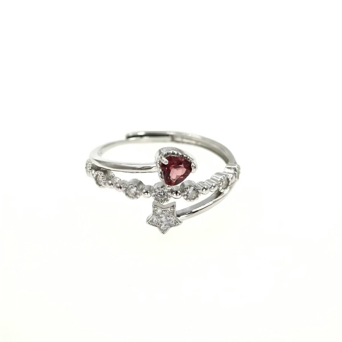 S925 Heart Shape Garnet Ring