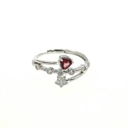 S925 Heart Shape Garnet Ring