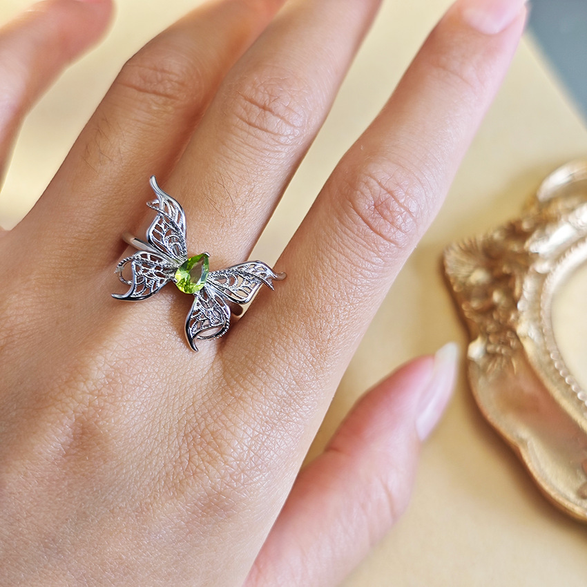 S925 Silver 3D Butterfly Garnet/Amethyst/