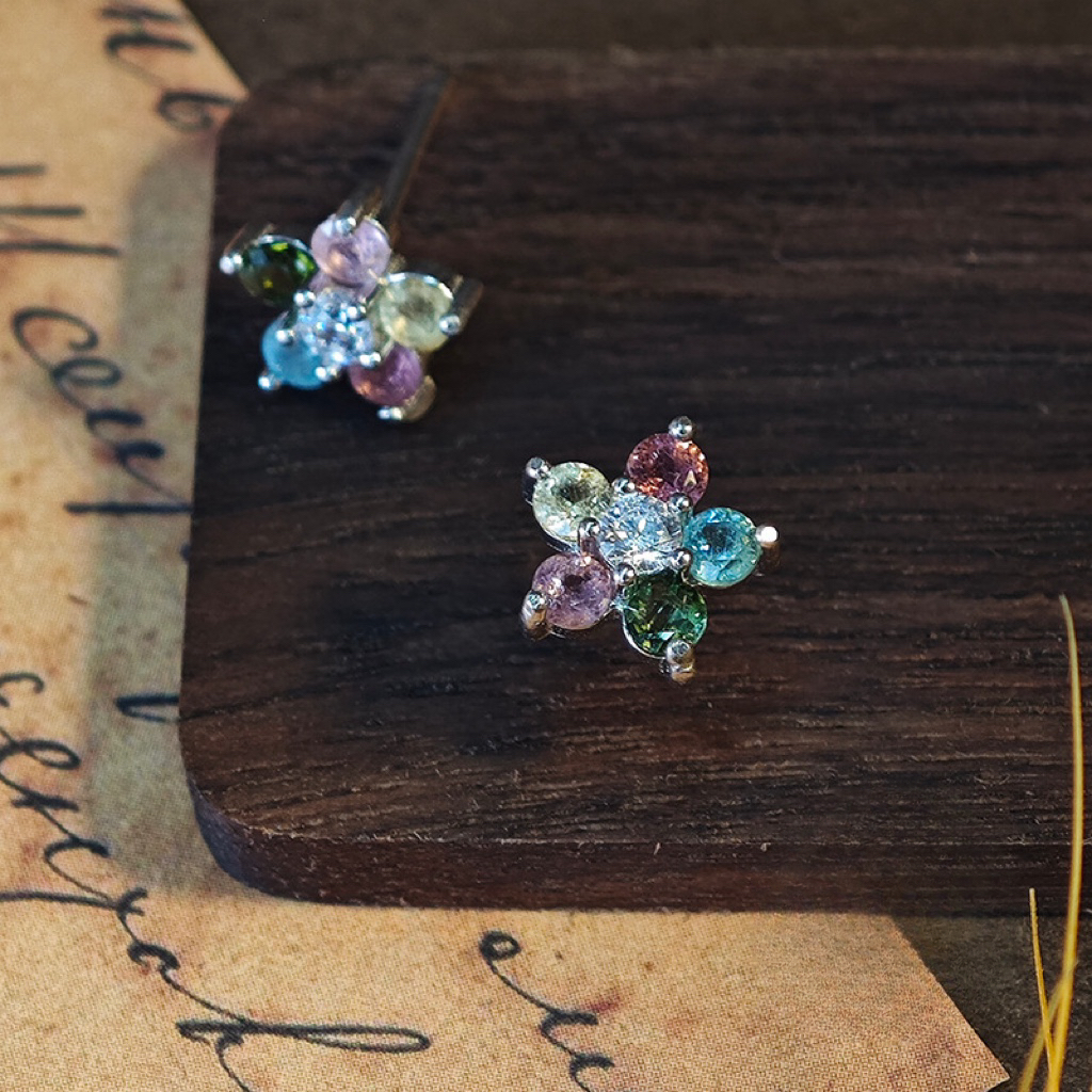 Tourmaline S925 Silver Star Earring