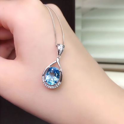 Water Drop Faced Blue Topaz S925 Silver Set