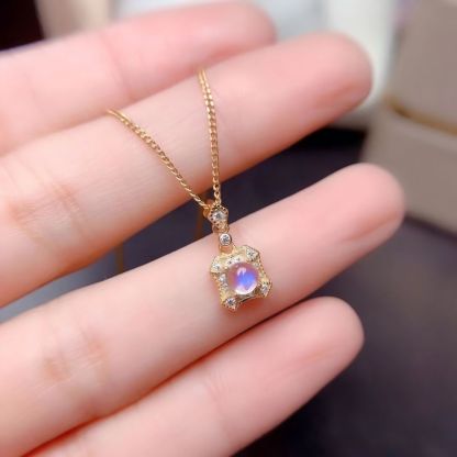 Square Moonstone Gold S925 Silver Natural Crystal Set