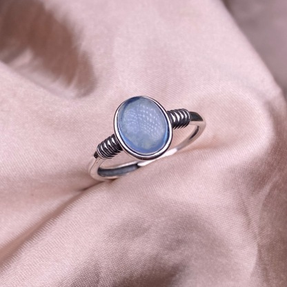 Aquamarine S925 Silver Inlay Retro Style Ring