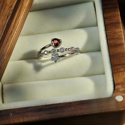 S925 Heart Shape Garnet Ring