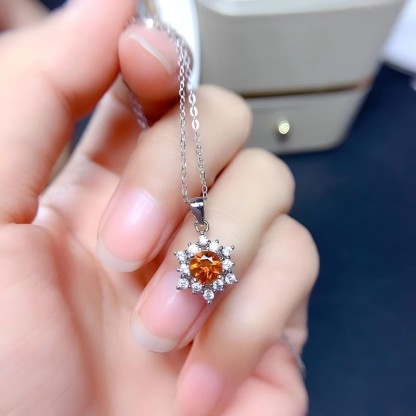 Faceted Citrine S925 Silver Ring / Earring / Necklace Snowflake Design