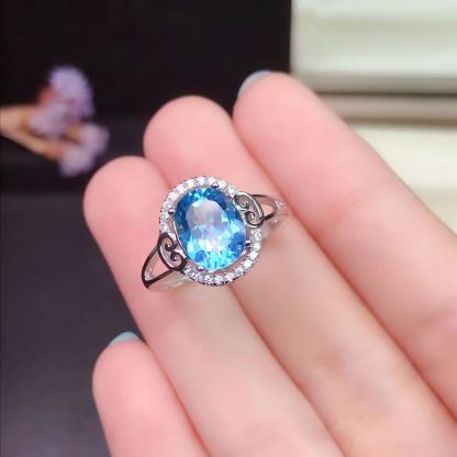Water Drop Faced Blue Topaz S925 Silver Set