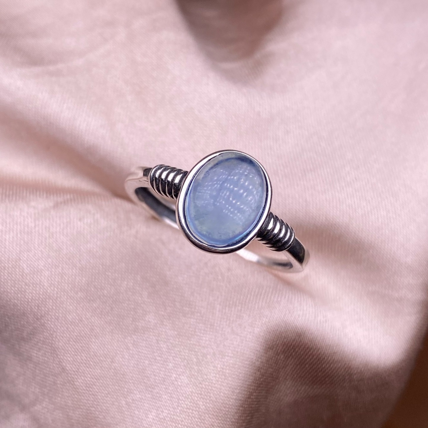 Aquamarine S925 Silver Inlay Retro Style Ring