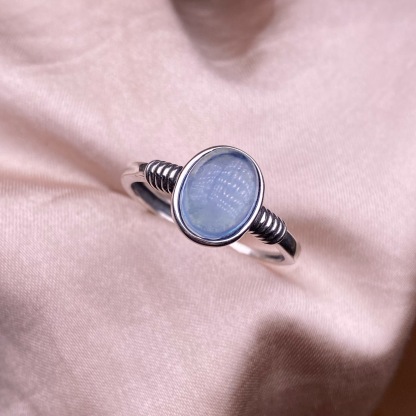 Aquamarine S925 Silver Inlay Retro Style Ring