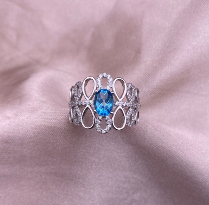 London Blue Topaz Double Oval S925  Silver Ring  