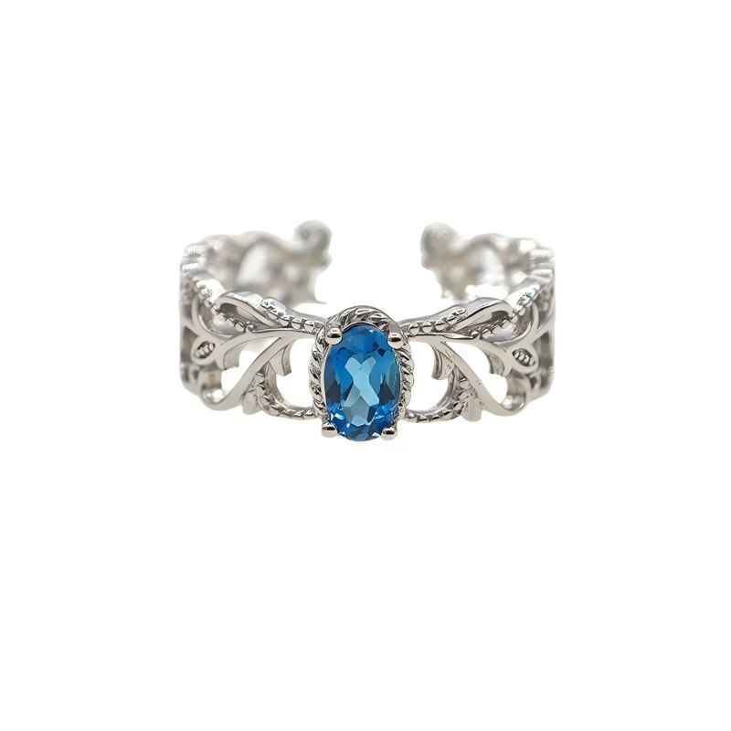 S925 Natural London Blue Topaz Ring