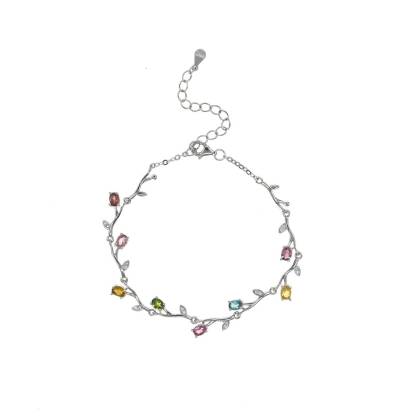 S925 Natural Tourmaline Vine Flower Bracelet