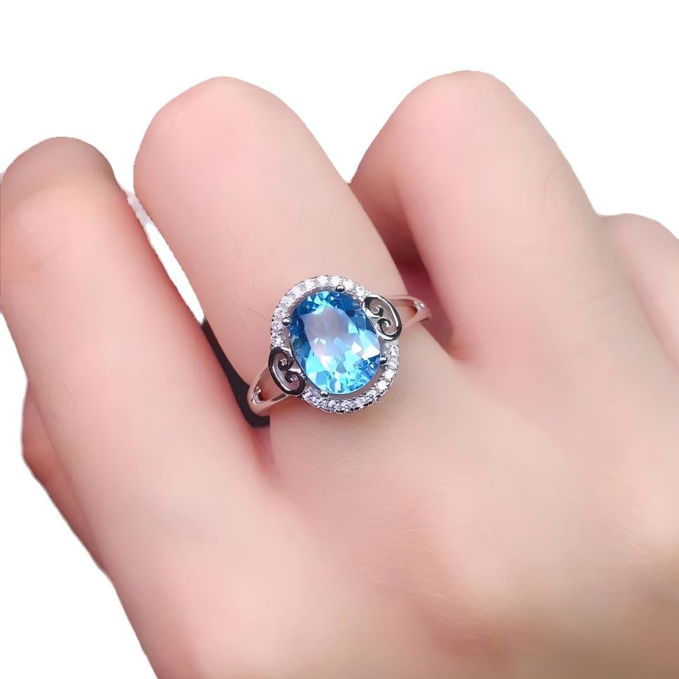 Water Drop Faced Blue Topaz S925 Silver Set