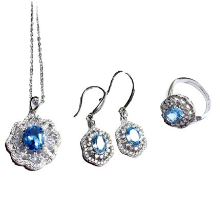 Elaborate Classical Blue Topaz S925 Silver Set
