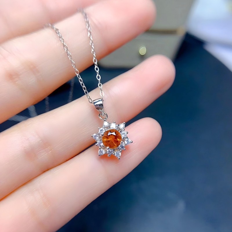 Faceted Citrine S925 Silver Ring / Earring / Necklace Snowflake Design