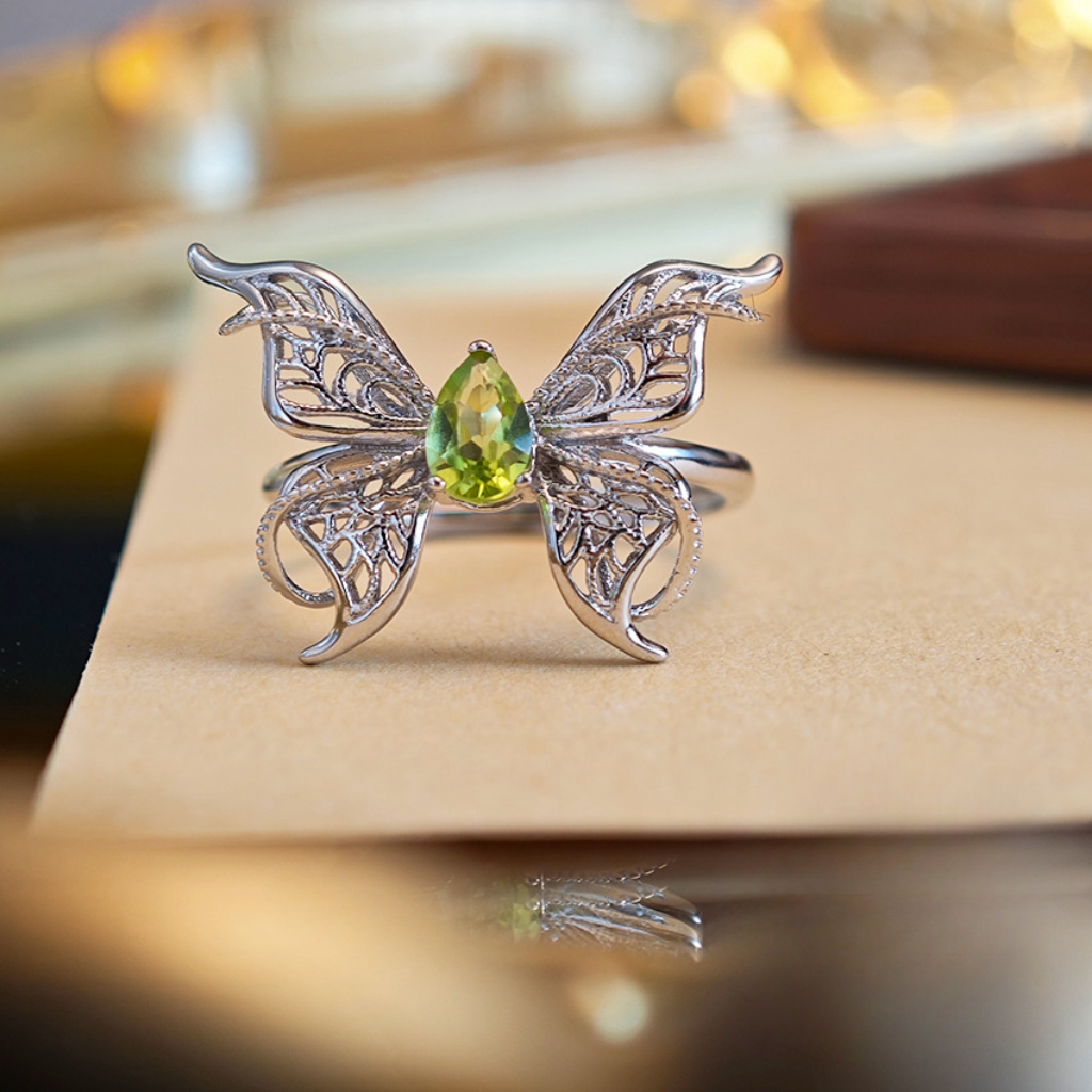 S925 Silver 3D Butterfly Garnet/Amethyst/