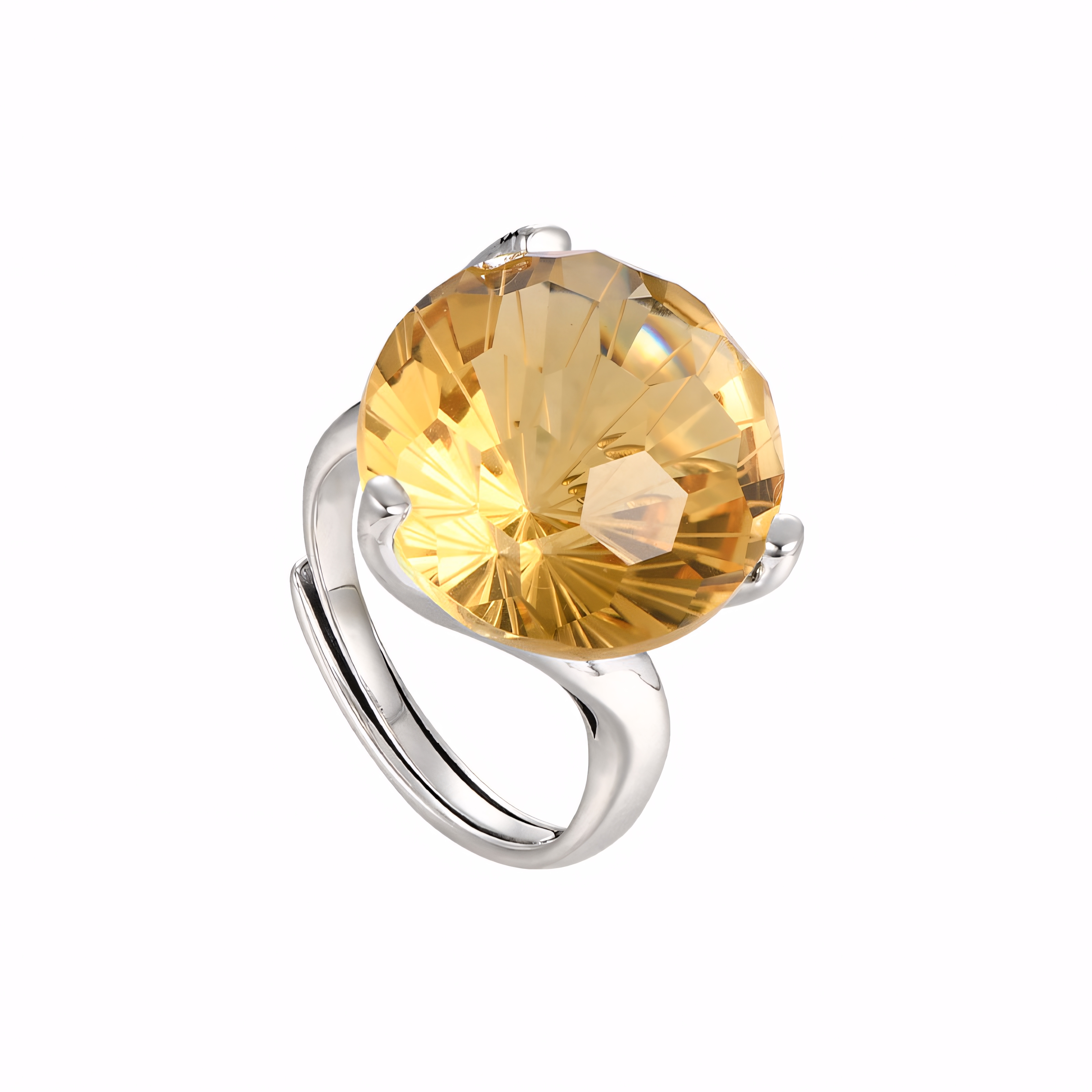 Firework Citrine S925 Silver twisted design Ring