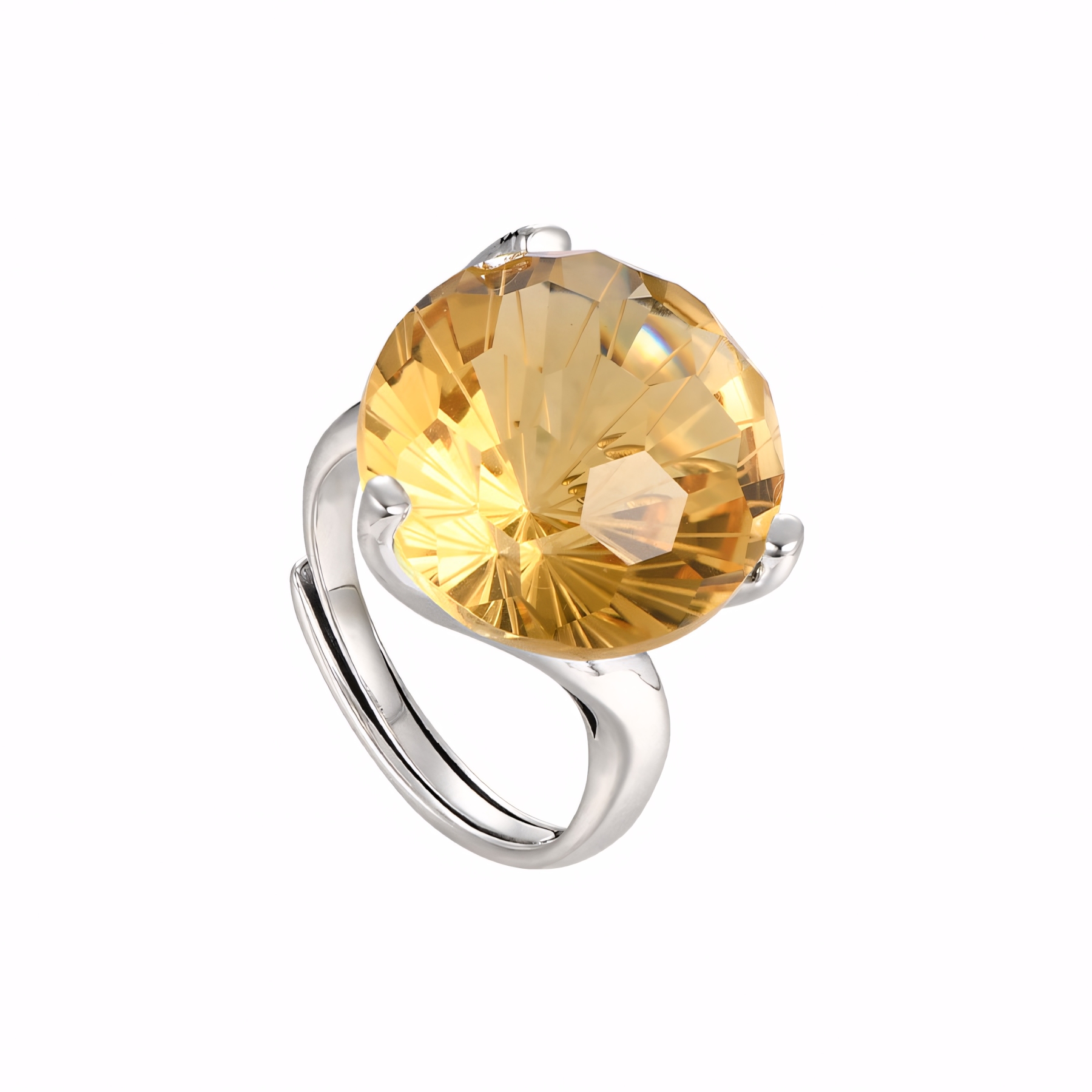 Firework Citrine S925 Silver twisted design Ring