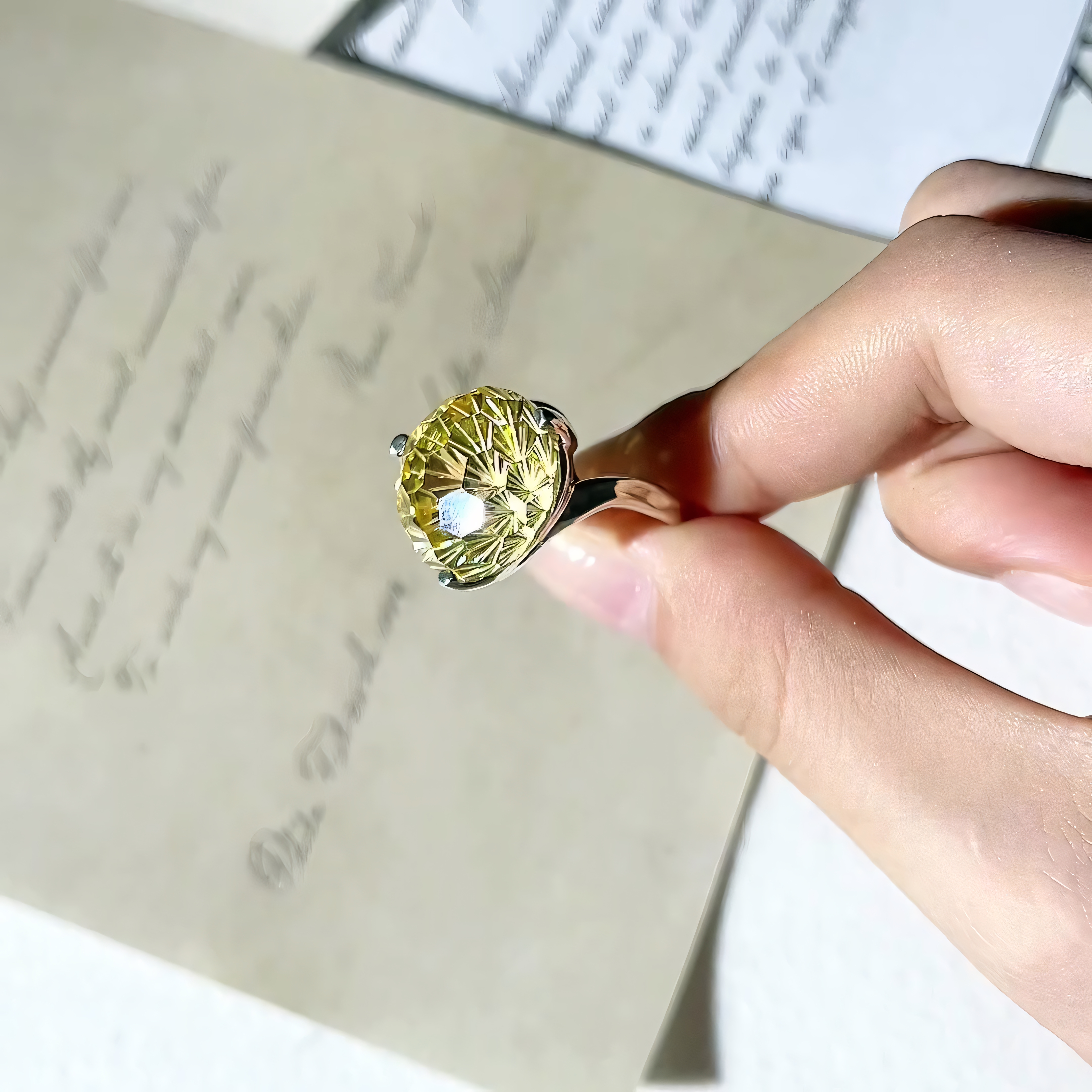 Firework Citrine S925 Silver twisted design Ring