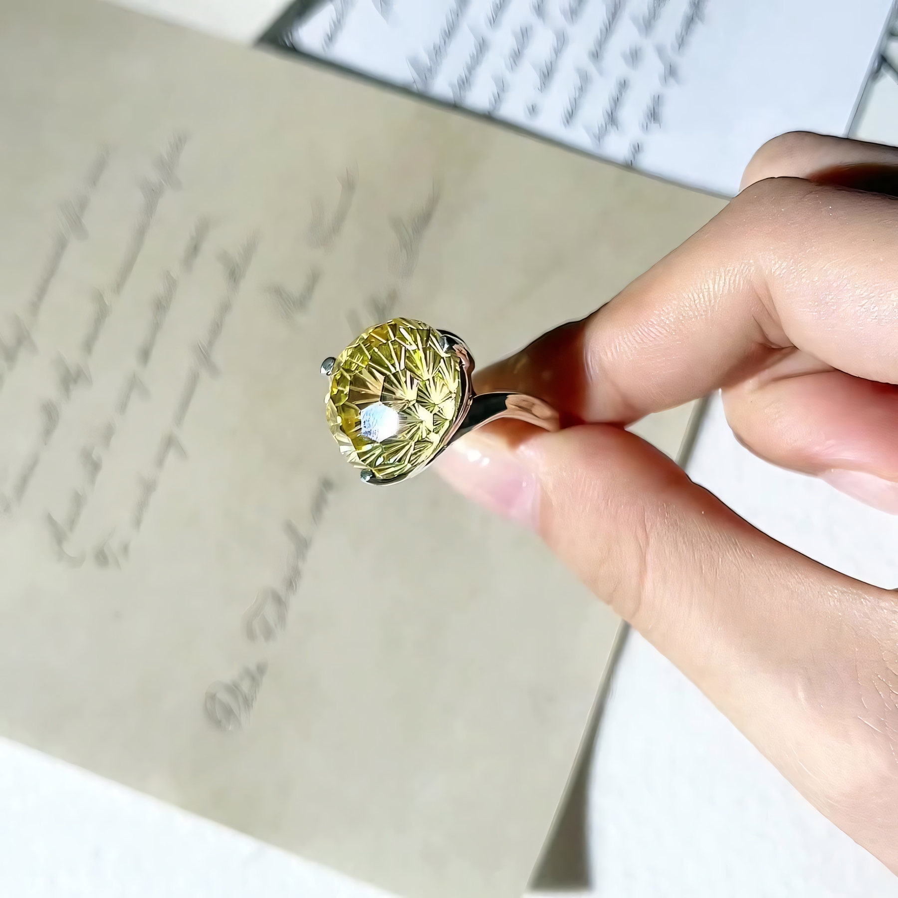 Firework Citrine S925 Silver twisted design Ring