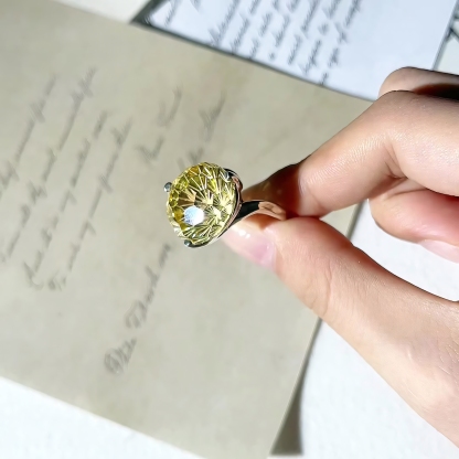 Firework Citrine S925 Silver twisted design Ring