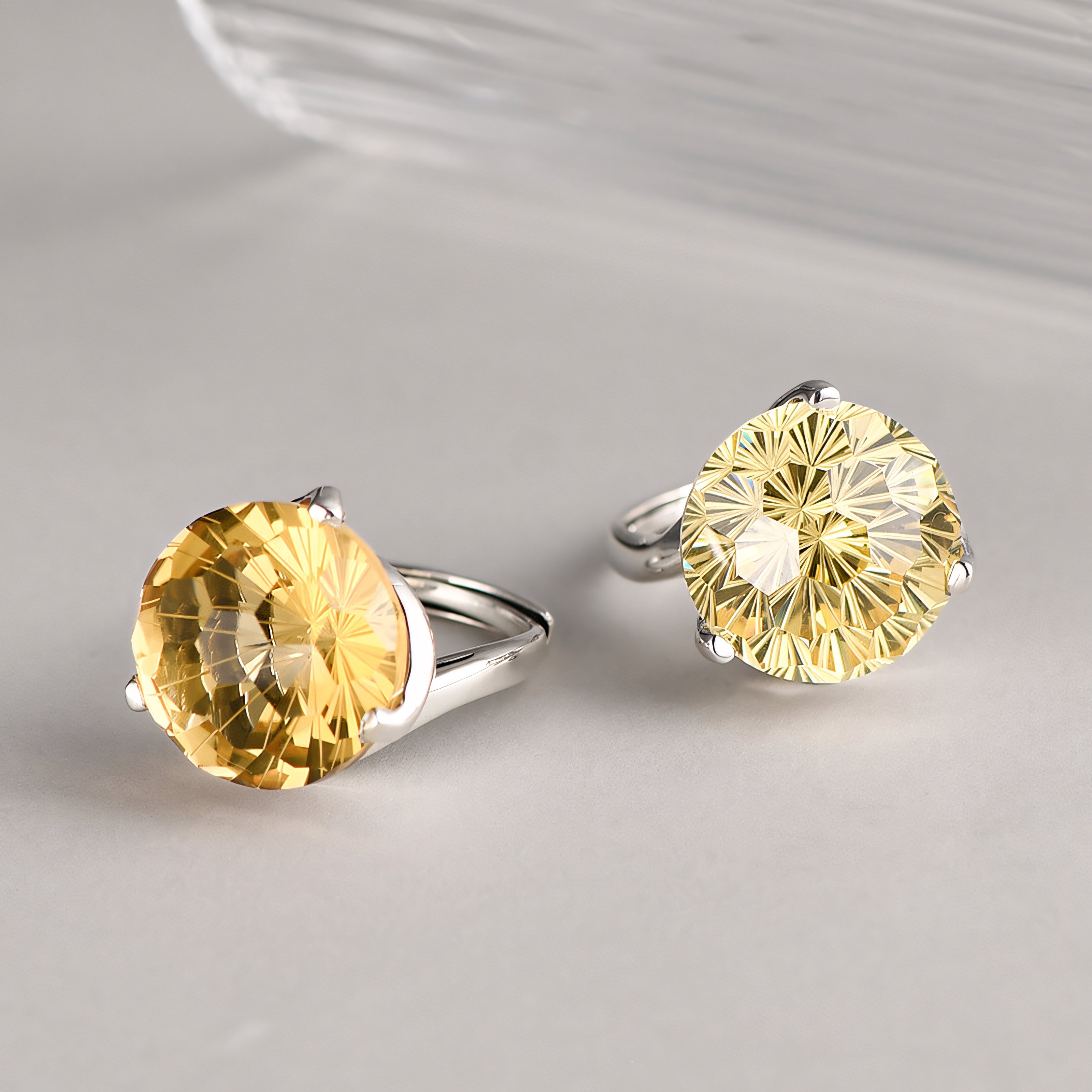 Firework Citrine S925 Silver twisted design Ring