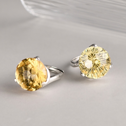 Firework Citrine S925 Silver twisted design Ring