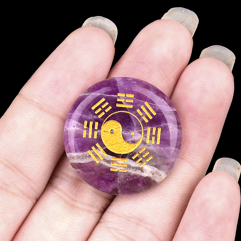 Bagua round natural crystal carvings 25mm