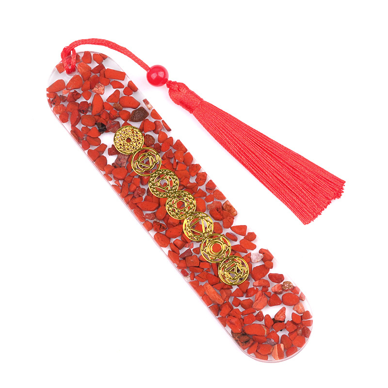Oval Resin Wrapped Natural Crystal Bookmark，2.9x13.3cm