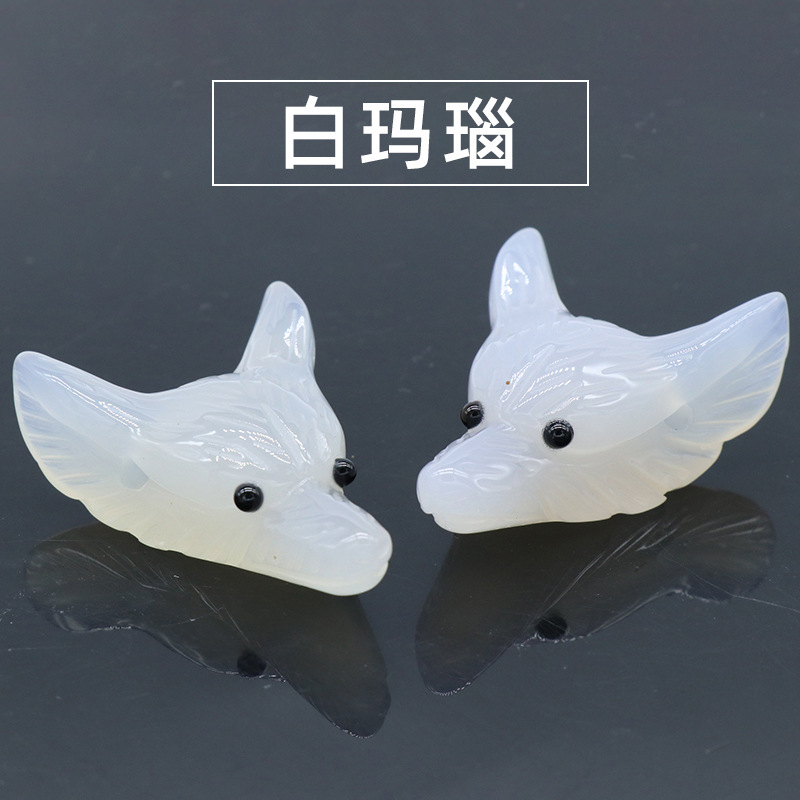 Crystal Carved Wolf Head Pendant