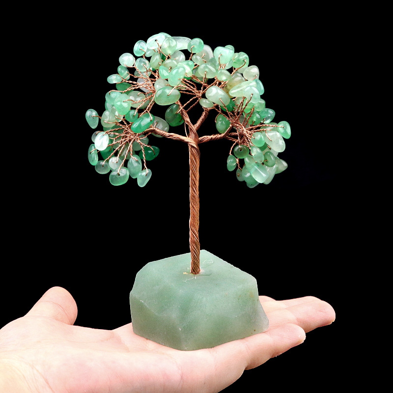 12~14cm Raw Crystal Base Tree of Life carving，250g