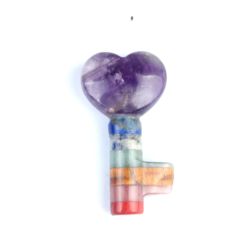 Crystal Rainbow Stone Heart Key,10g