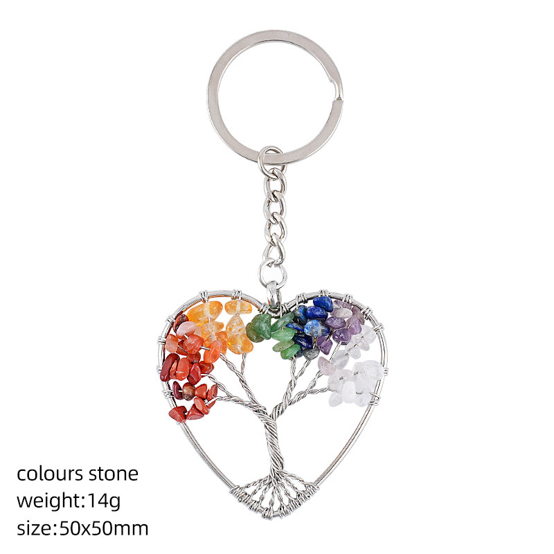 50mm Natural Crystal Tree of Life Keychain