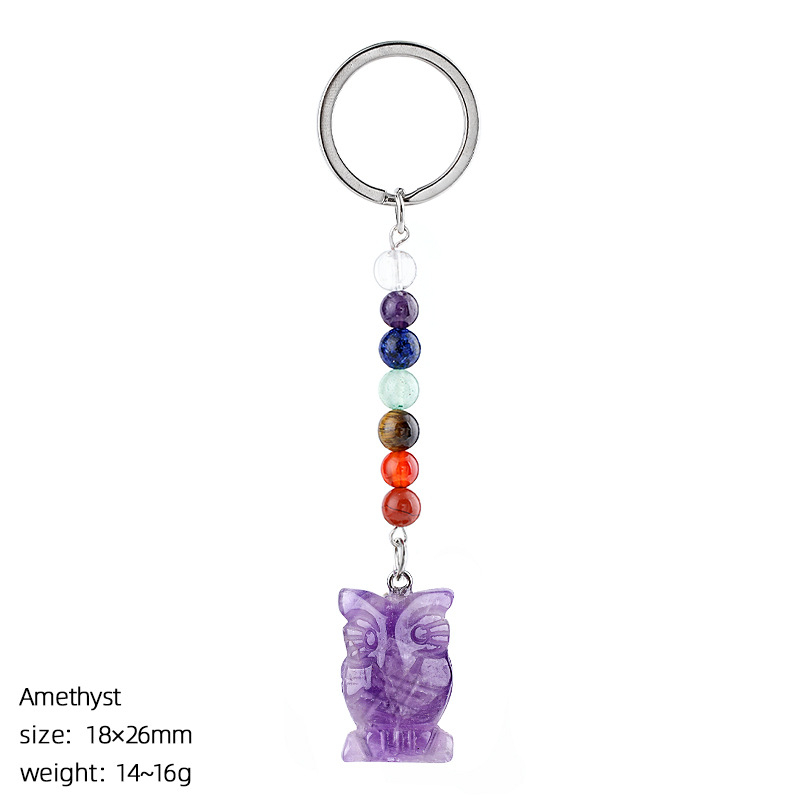 1in Natural Crystal Owl Keychain，15g