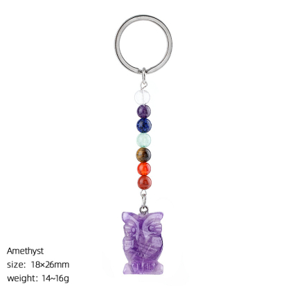 1in Natural Crystal Owl Keychain，15g