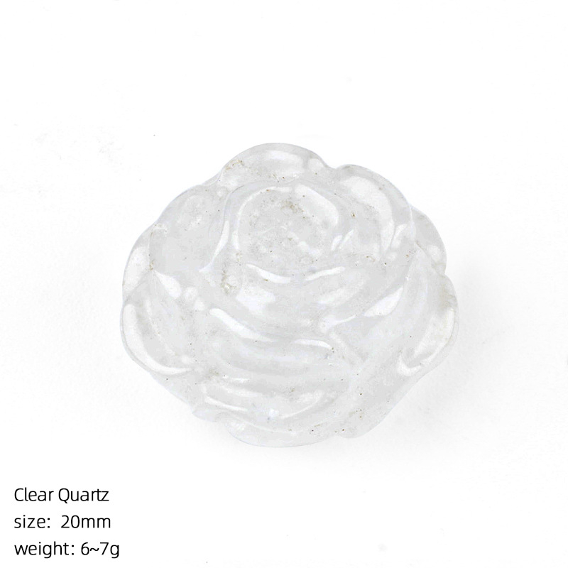 20mm Natural Crystal Rose Ornament without Hole，7g