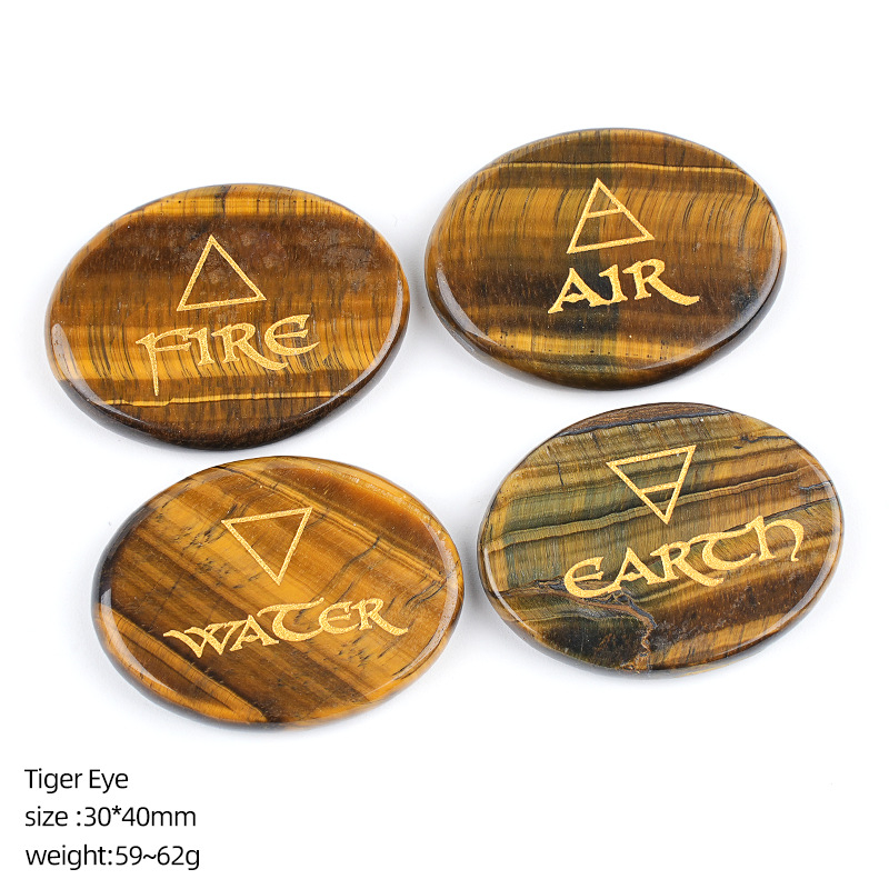 30*40mm Natural Crystal Four Elements Set Reiki Symbols，60g