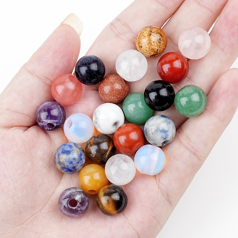 12mm Natural Crystal Large Hole Beads，3g