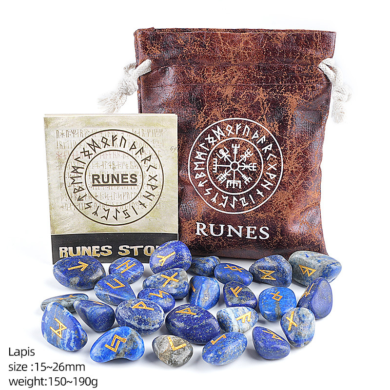 Natural Crystal Rune Charm Set Engraved，180g
