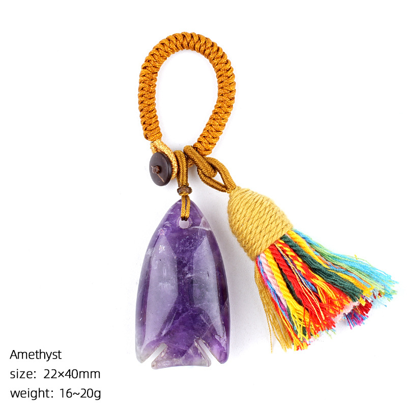 Bohemian-style crystal fish keychain