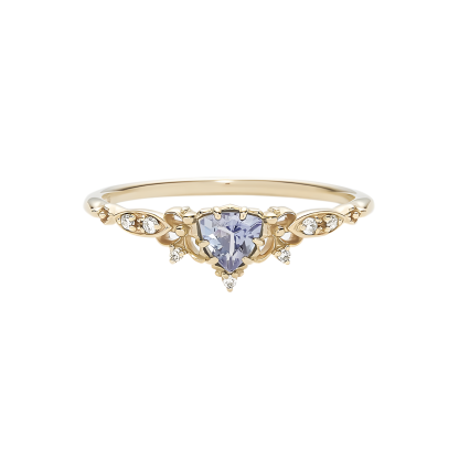 Tanzanite S925 Silver Ring Triangular Teardrop Shape Design Rose Gold Color