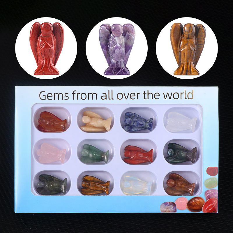 12PCS Crystal Angel Figurines in Color Box