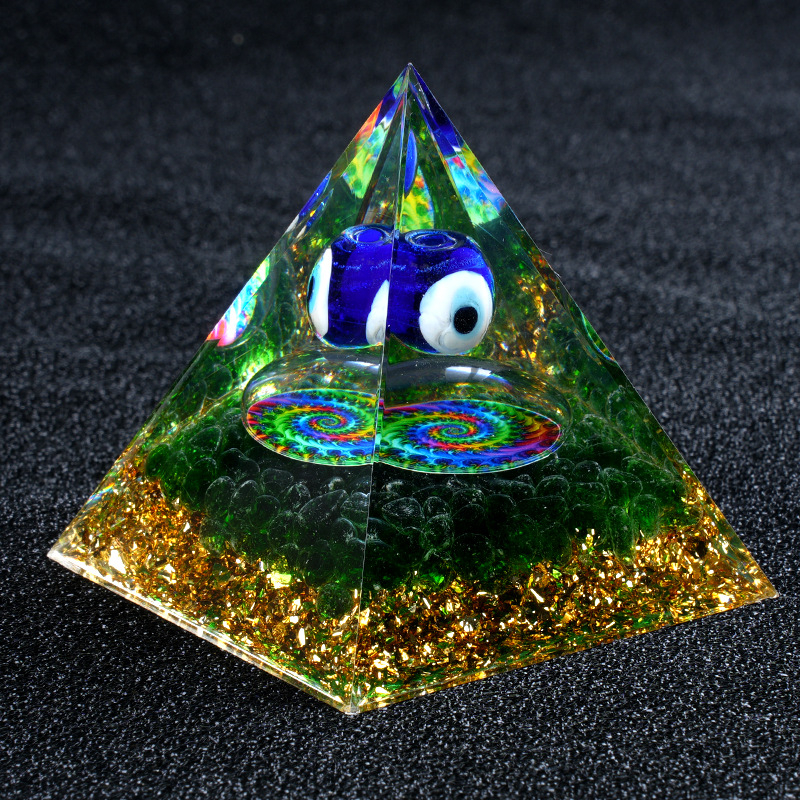 Blue-Eyed Artificial Crystal 6cm Pyramid,140g