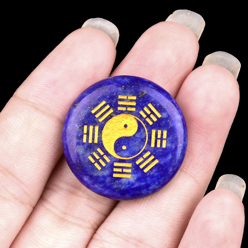 Bagua round natural crystal carvings 25mm