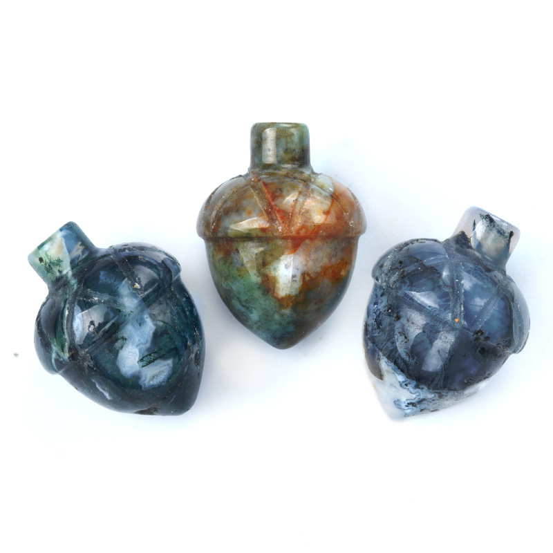 Crystal Hazelnut, Acorn, Stone, Pinecone Mini Fruit Carvings,20X26mm