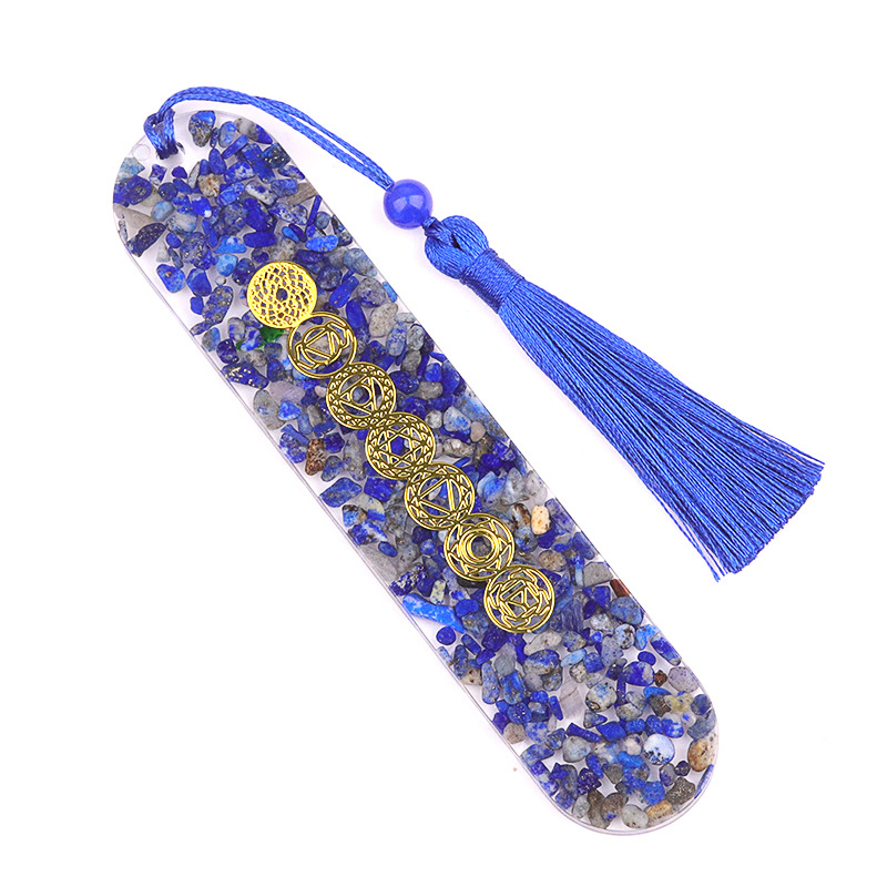 Oval Resin Wrapped Natural Crystal Bookmark，2.9x13.3cm