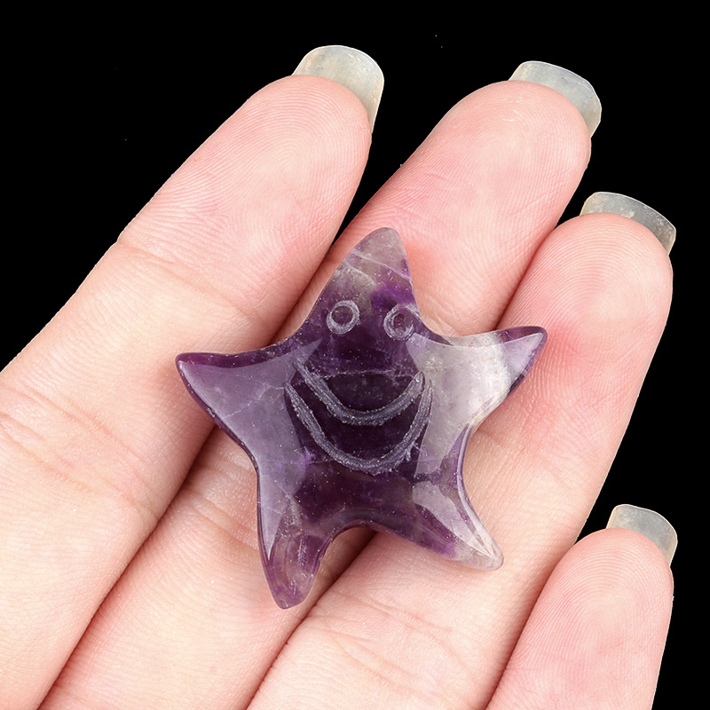 Crystal smiley face star, no hole, 30mm