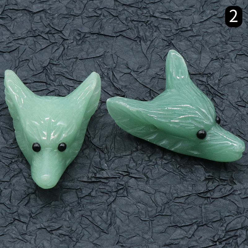 Crystal Carved Wolf Head Pendant