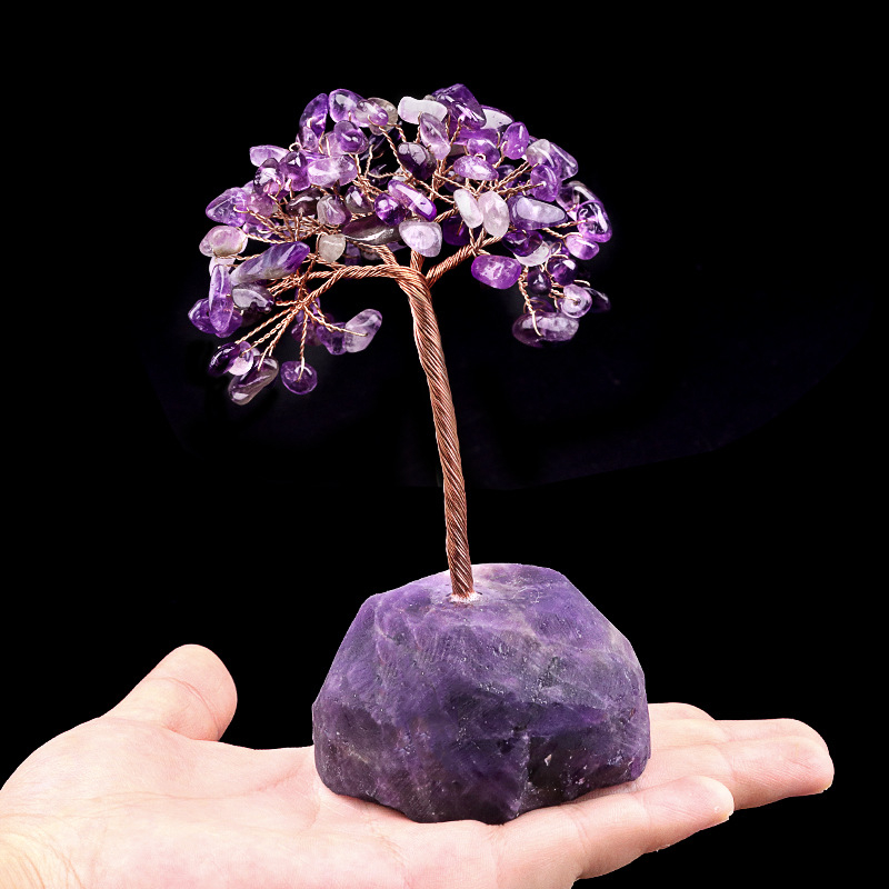 12~14cm Raw Crystal Base Tree of Life carving，250g